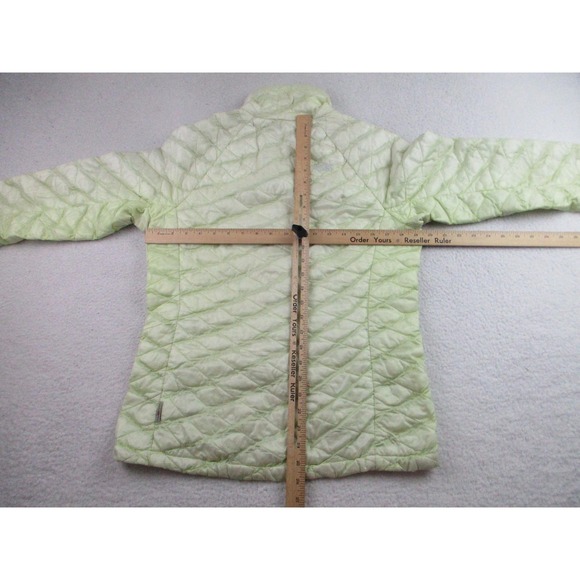 North Face ThermoBall Jacket Womens Medium Light Green Quilted Zip Outdoor Stain - Picture 8 of 13